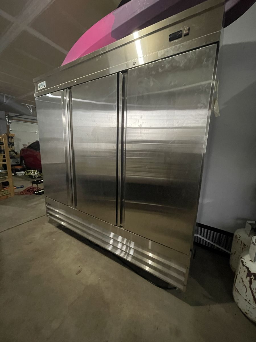 Industrial 81 inch stainless steel Avantco fridge 
