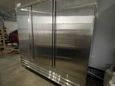 Industrial 81 inch stainless steel Avantco fridge