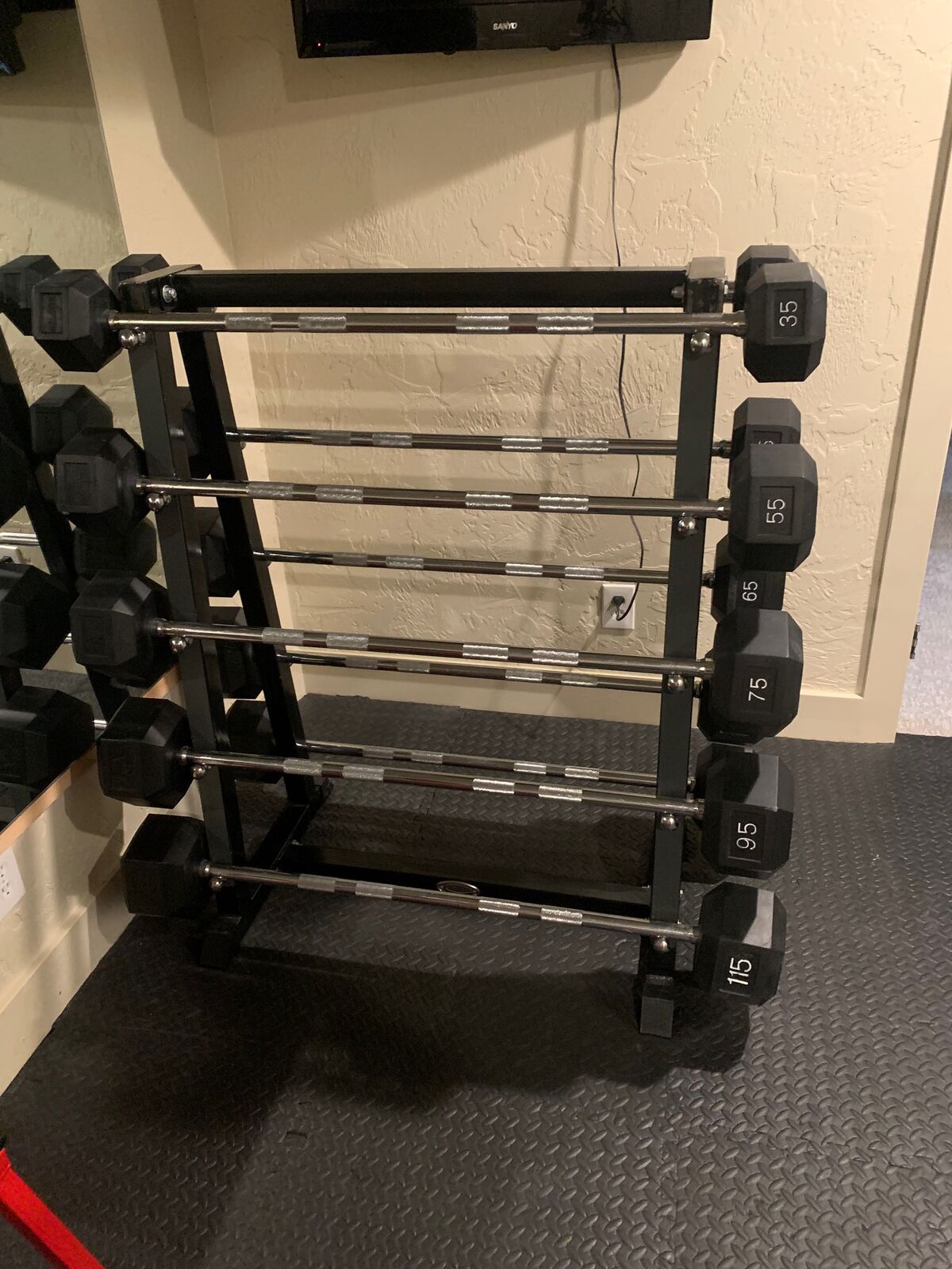 Fixed Rubber Barbells & Rack