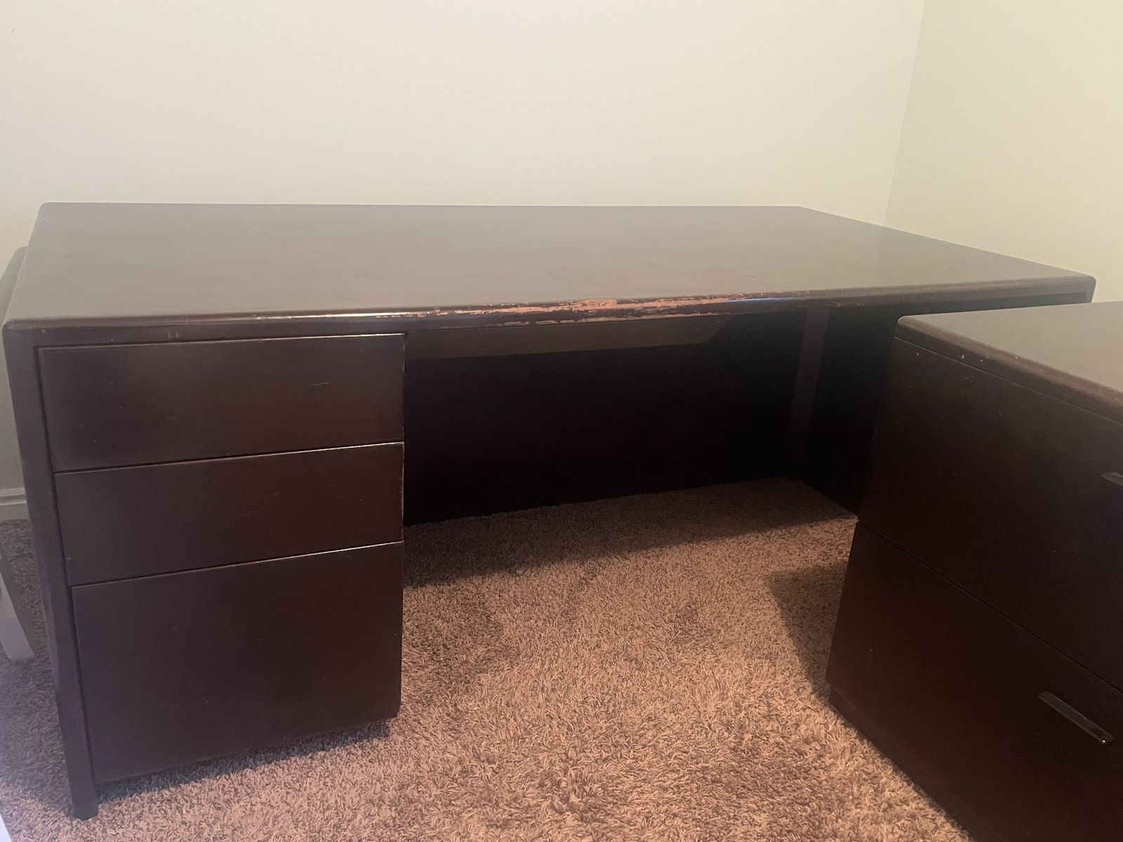 Hardwood Desk and matching Credenza
