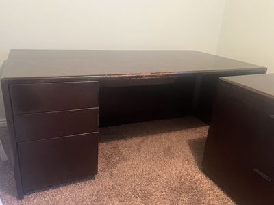 Hardwood Desk and matching Credenza