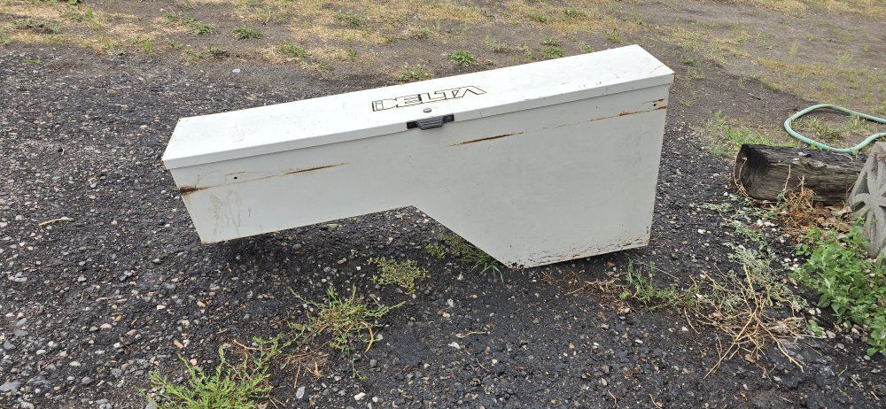 DELTA White Steel Truck Tool Box - Underbody/Side Mount Storage, Used, Good Condition