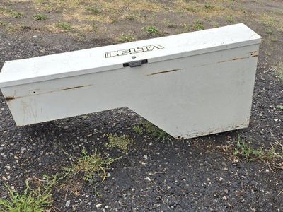 DELTA White Steel Truck Tool Box - Underbody/Side Mount Storage, Used, Good Condition