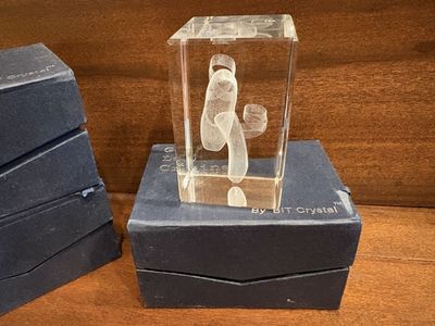 New Lead Crystal Rectangle w/ Ballet Slippers Inside - 3 Available