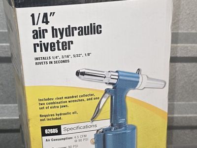 Central Pneumatic 1/4" Air Hydraulic Riveter Kit - Installs 1/4", 3/16", 5/32", 1/8" Rivets (asking price o.b.o.)