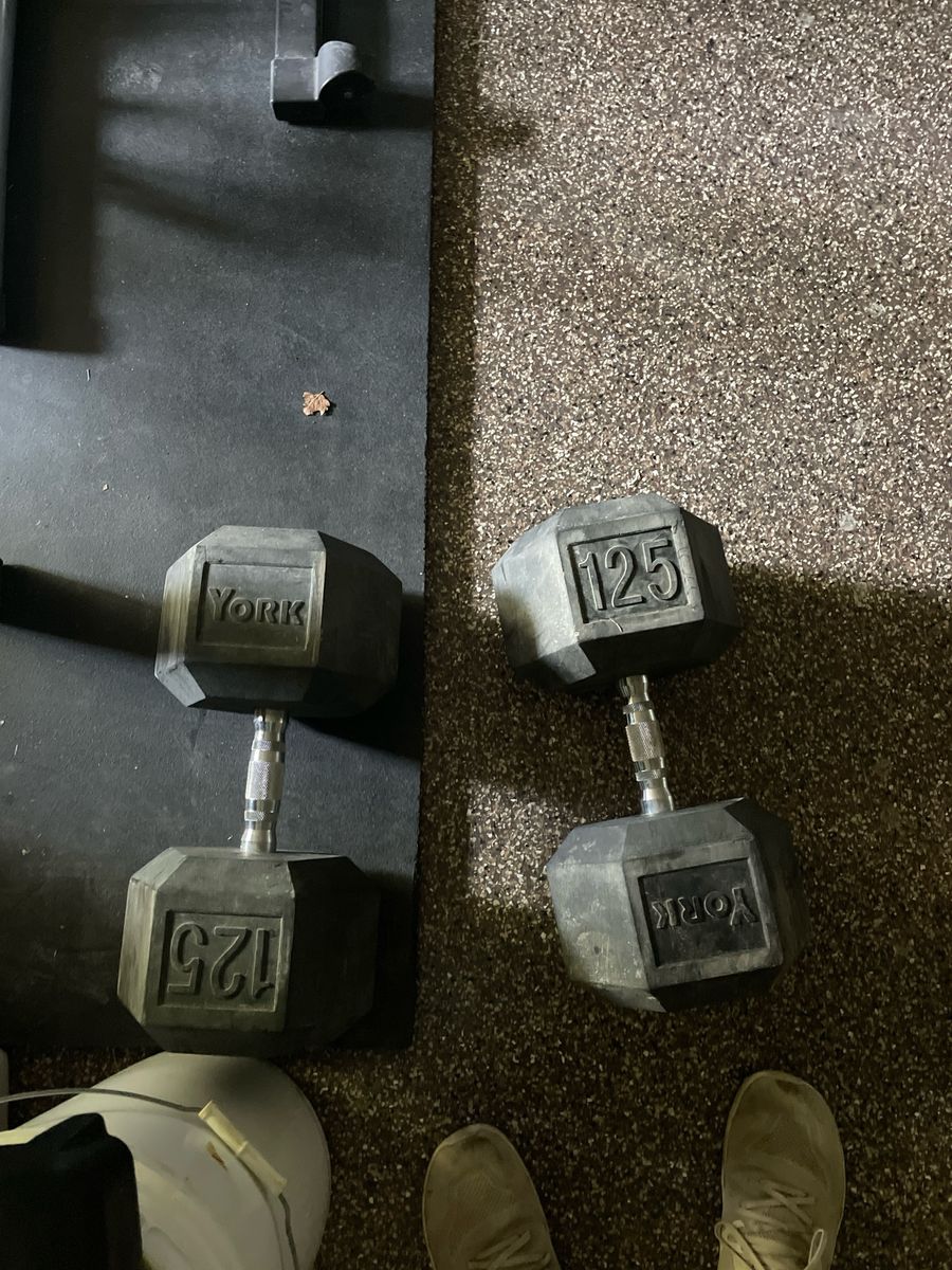 York Rubber Hex Dumbbells 125 lbs Pair db 