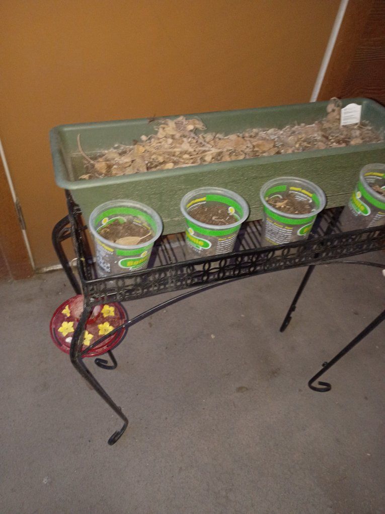 Metal Plant Stand with Shelf & Planter Box - Durable Wrought Iron Design