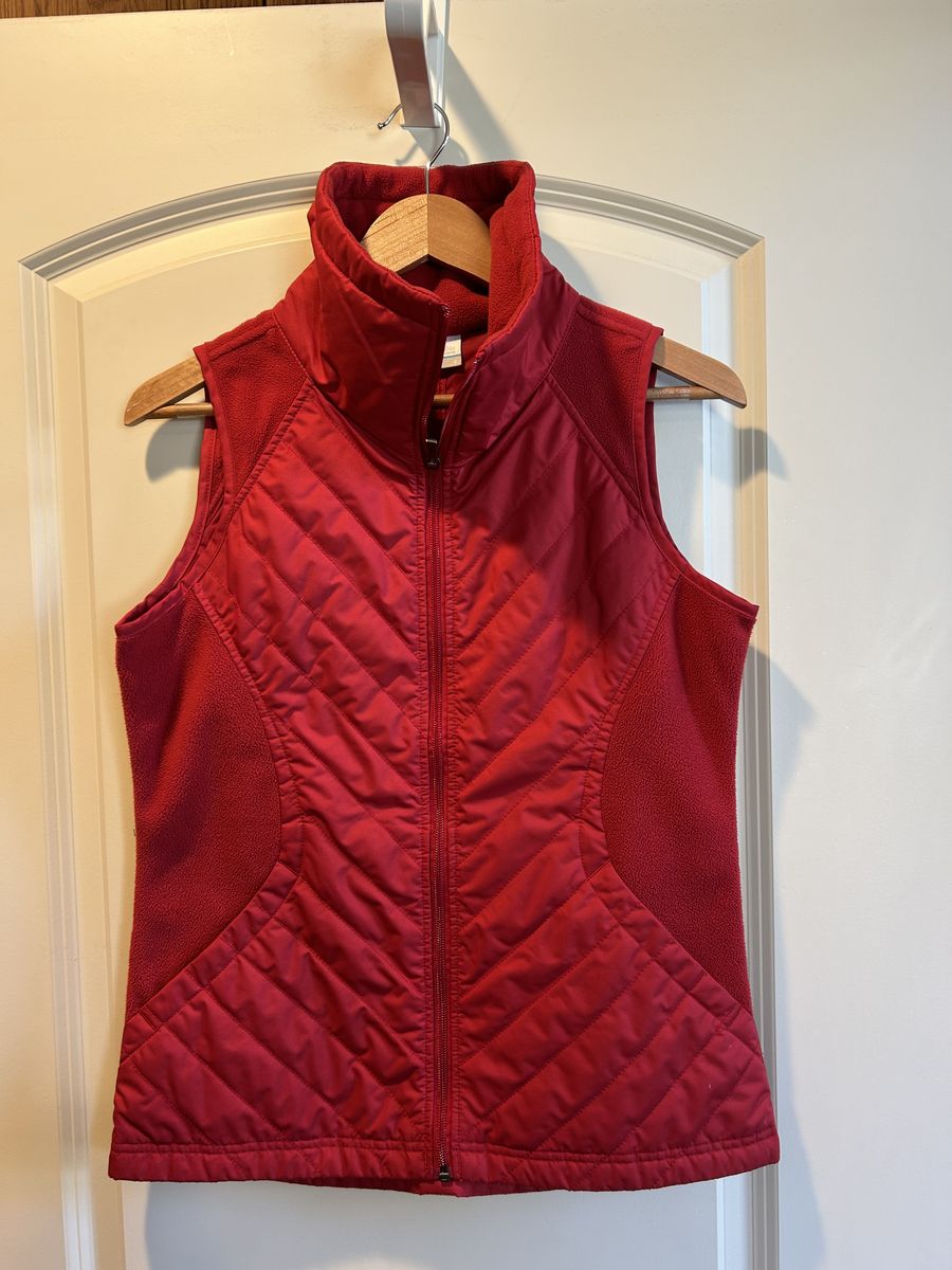 Columbia Fleece Zip Up Vest Red Small