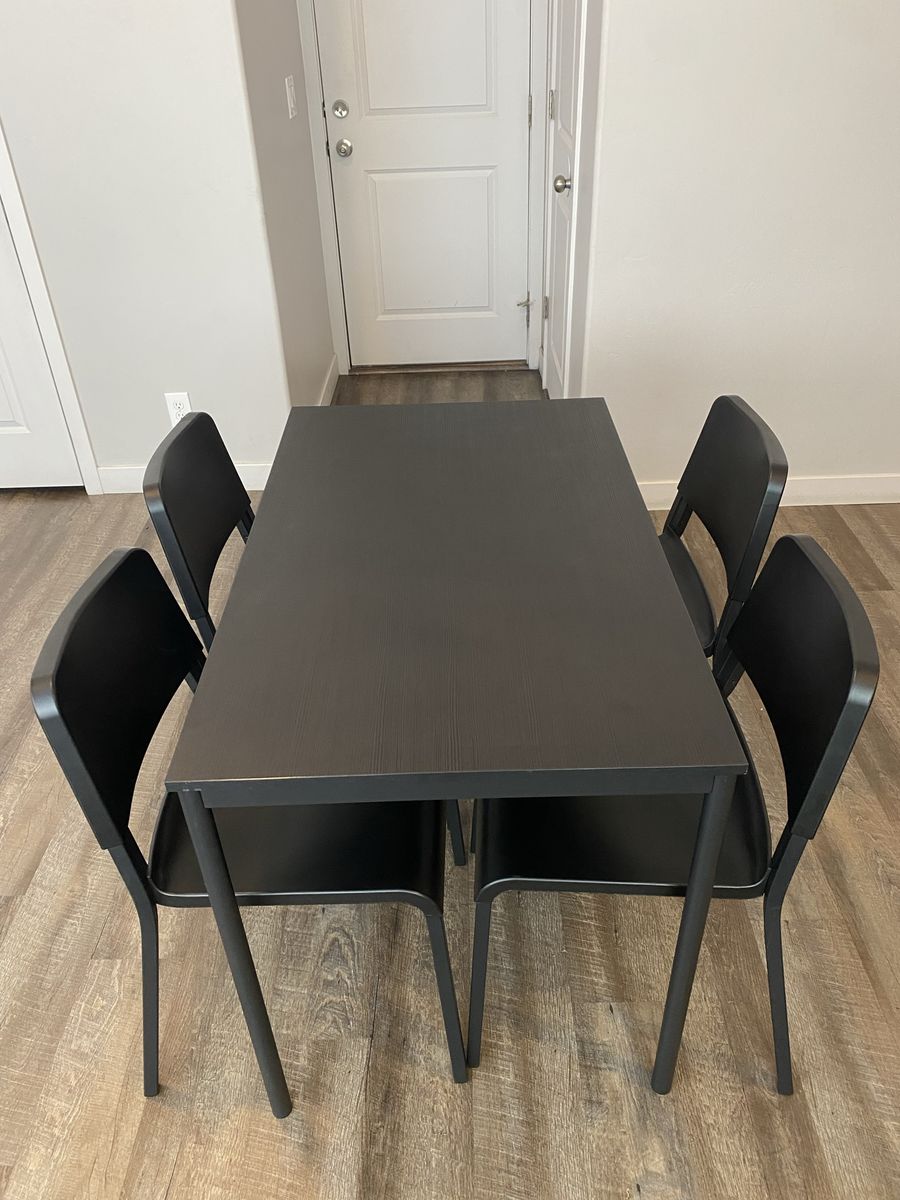 Four Person IKEA Dining Table with Stackable Chairs