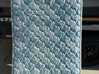 Twin Mattress - Standard Size, Quilted Top, Blue/Green Floral Pattern