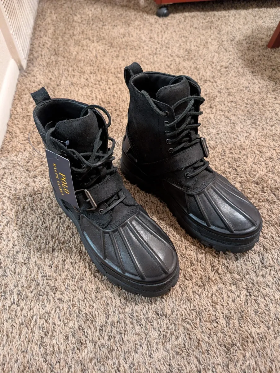 New w/ Tags Polo Ralph Lauren Black Oslo High Boots Leather-Nubuck Waterproof Men's 9