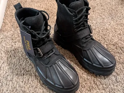 New w/ Tags Polo Ralph Lauren Black Oslo High Boots Leather-Nubuck Waterproof Men's 9