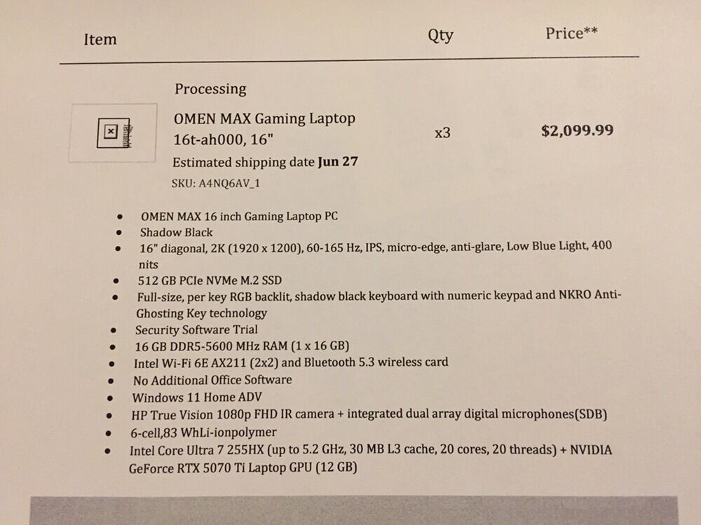HP Omen Max 16 RTX 5070 Ti Laptop