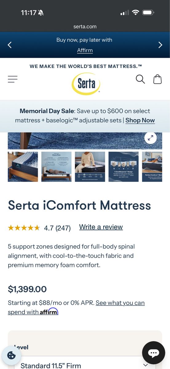 Serta Hybrid iComfort Eco Queen Mattress
