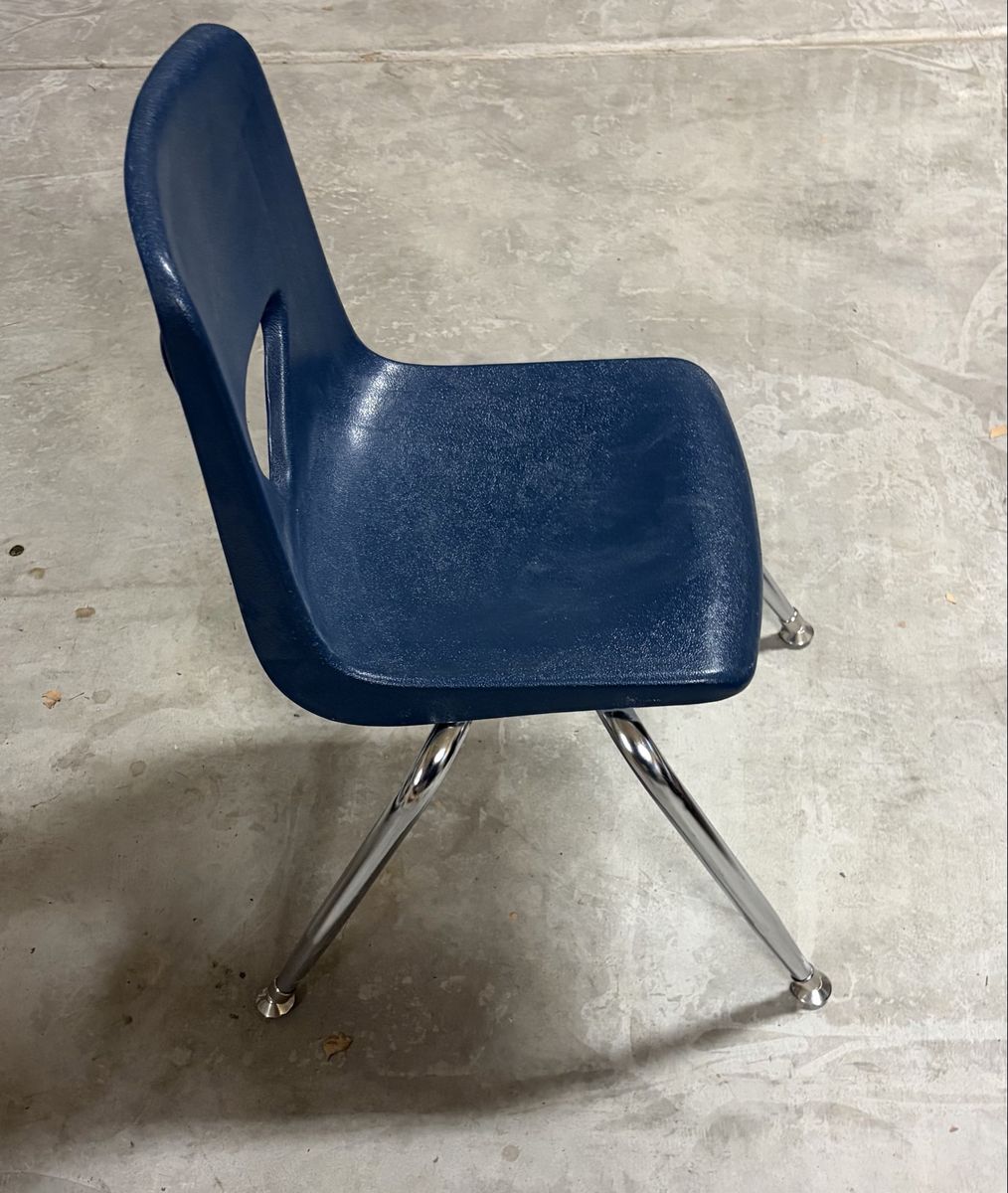 4 Durable Navy Blue Plastic & Chrome Stackable School Chair - Child Size