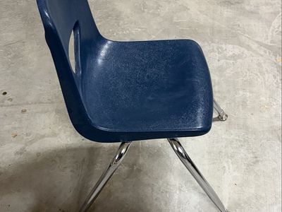 4 Durable Navy Blue Plastic & Chrome Stackable School Chair - Child Size