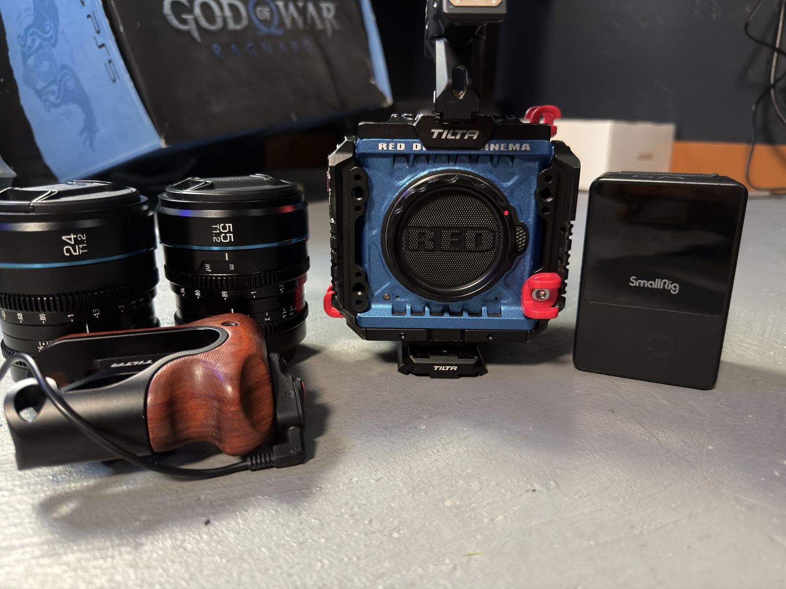 RED Komodo 6K w/ Tilta Cage, Wooden Handle, & 2 Prime Lenses (24mm, 55mm)