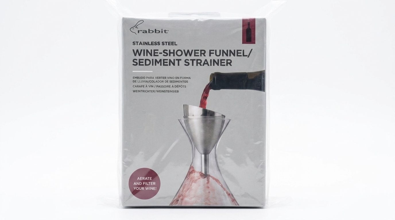 Rabbit Stainless Steel Wine-Shower Funnel & Sediment Strainer - Aerates & Filters Wine