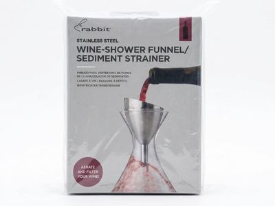 Rabbit Stainless Steel Wine-Shower Funnel & Sediment Strainer - Aerates & Filters Wine