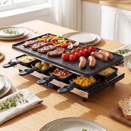 Milliard 8-Serving Raclette Grill with Interchangeable Stone and Grill Top