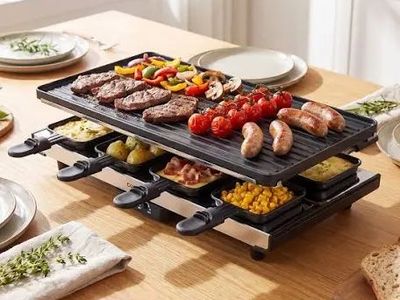 Milliard 8-Serving Raclette Grill with Interchangeable Stone and Grill Top