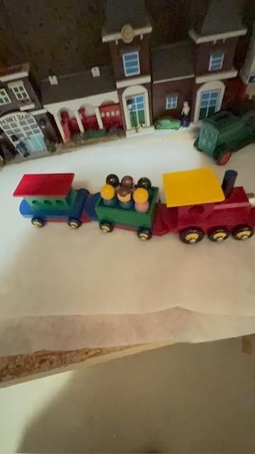 Vintage wooden toy train, European made, complete set, excellent condition