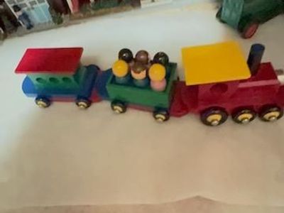 Vintage wooden toy train, European made, complete set, excellent condition