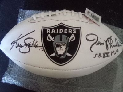 Oakland Raiders Autographed Football - Jim Plunkett (SB XVIII MVP) & Ken Stabler (HOF)