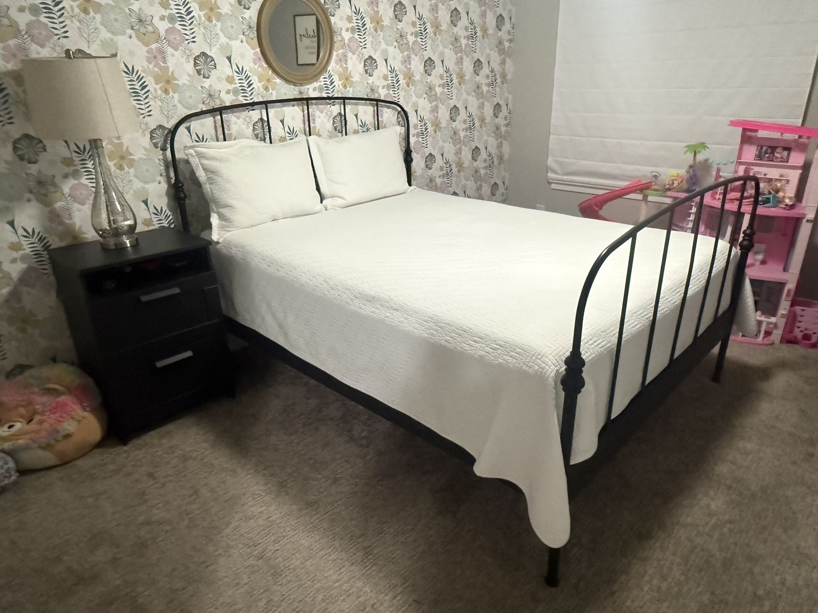 Black Iron Full Bed Frame, Box Spring, and Mattess