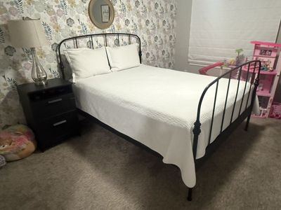 Black Iron Full Bed Frame, Box Spring, and Mattess