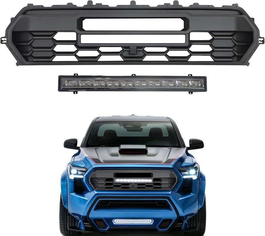 Matte Black grille & light bar 24-25 Toyota Tacoma