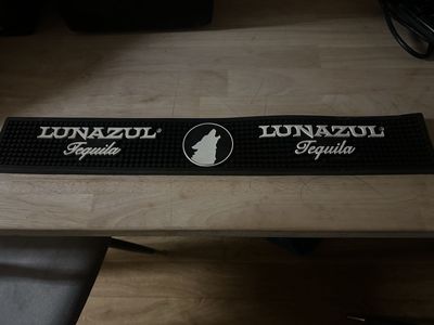 Lunazul Tequila Rubber Bar Mat Black & White Drink Spill Mat Bar Accessory