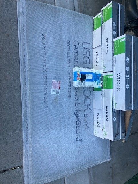 76 SQ FT PORCELAIN TILE PACKAGE.  6'X24" TILES W/BACKER BOARD AND GROUT