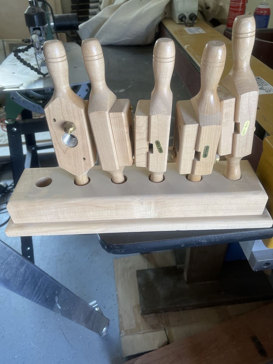 Wooden Handle Tap Holder Set with Stand - Various Sizes, Brass Fittings