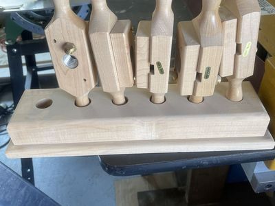 Wooden Handle Tap Holder Set with Stand - Various Sizes, Brass Fittings
