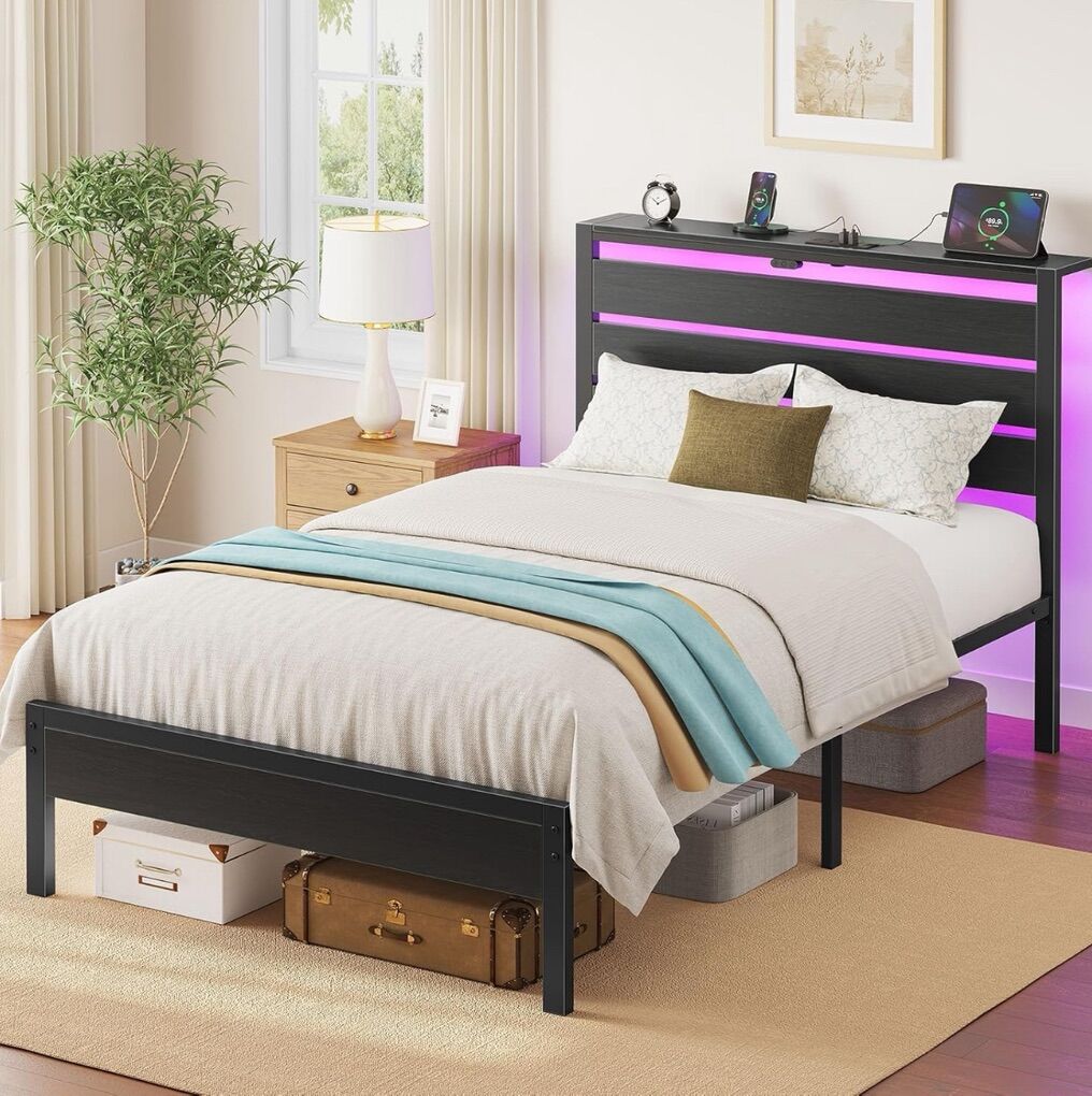 Brand New Twin Size Bed Frame With LED Lights