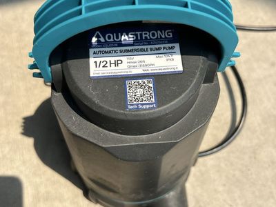 Aquastrong ESU050E 1/2 HP Automatic Submersible Sump Pump - Max 1041 GPH, IPX8
