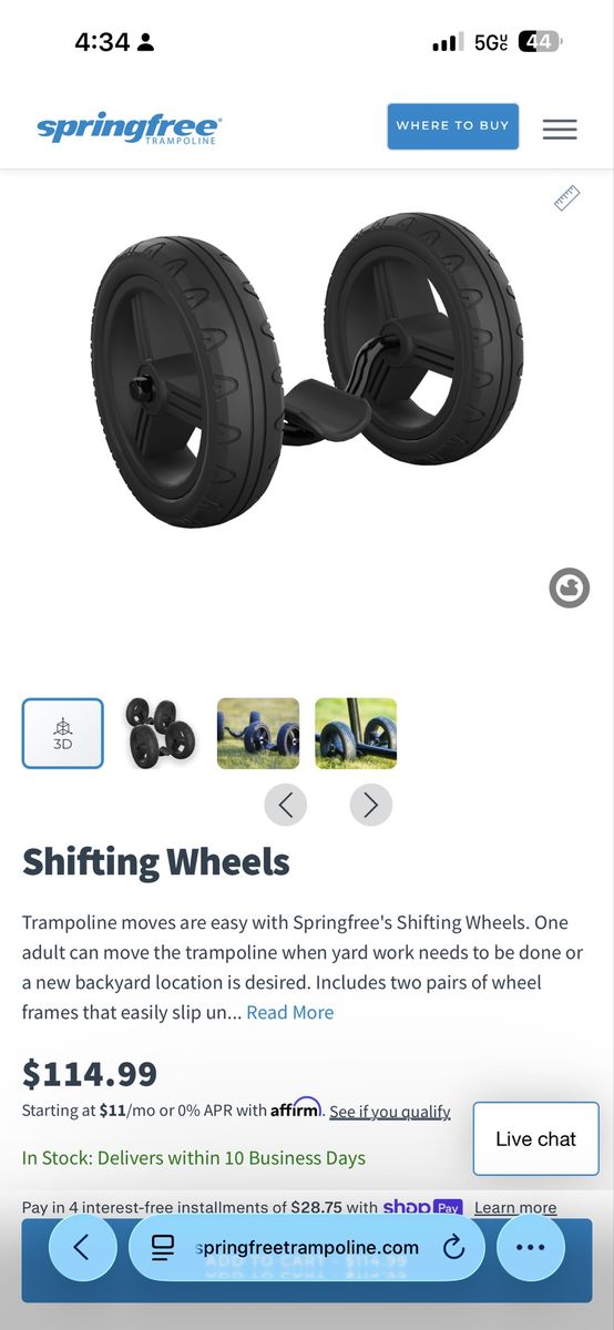 Springfree Trampoline Shifting Wheels Set