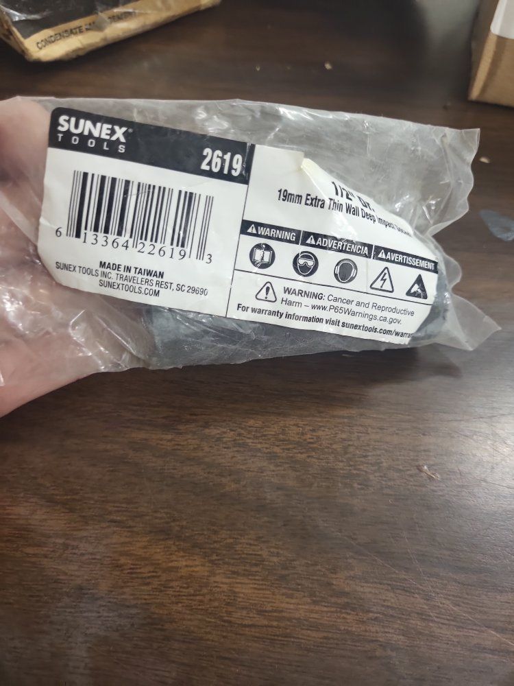 Sunex Tools 2619 1/2" Drive 19mm Extra Thin Wall Deep Impact Socket