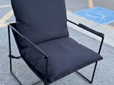 Modern Black Accent Chair - 5" Thick Cushion & Matte Black Frame - NEW