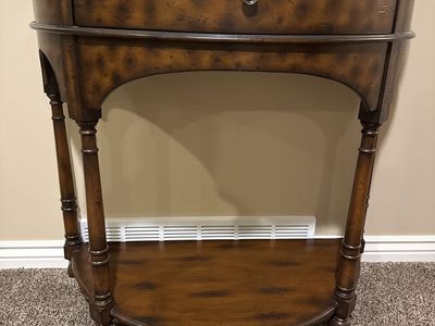 Traditional Wood Demilune Console Table, 40"W x 36.5"H, Half-Moon Sofa/Entry Table with Drawer