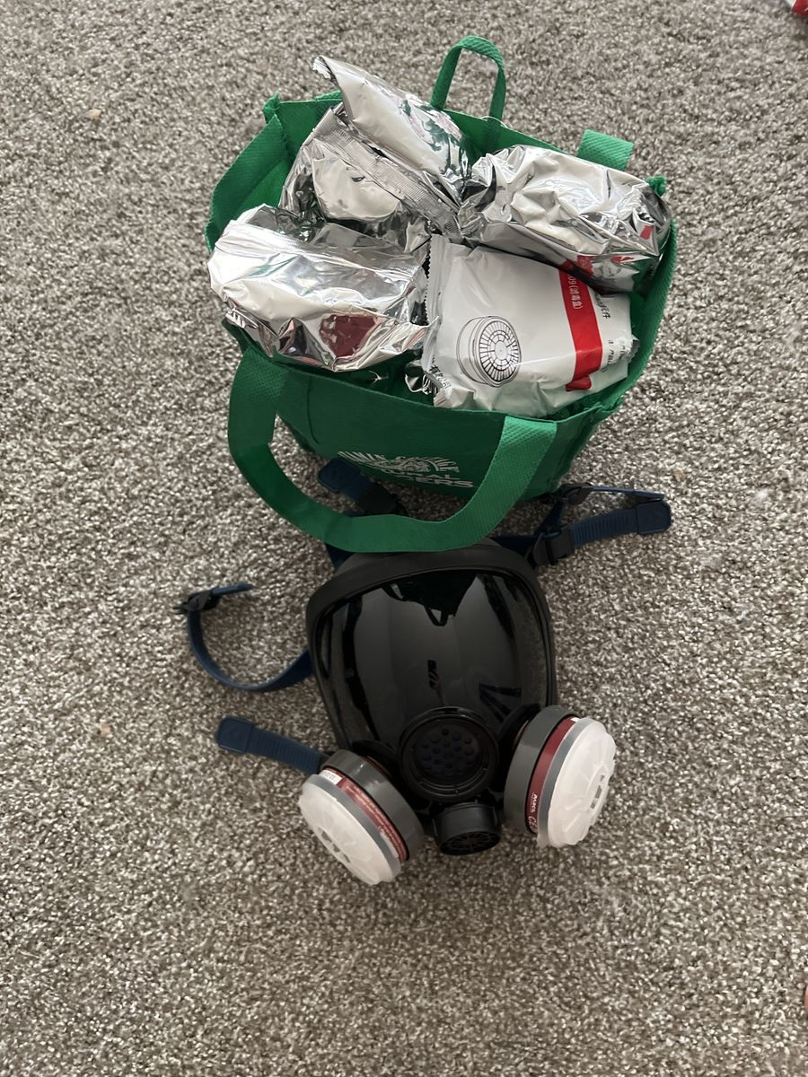 Full Face Respirator Mask with Filter Cartridges and Bag