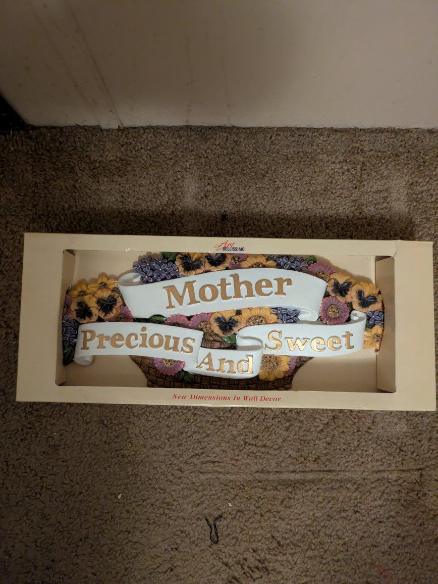 Bellissimo "Mother Precious And Sweet" Floral Wall Decor New In Box