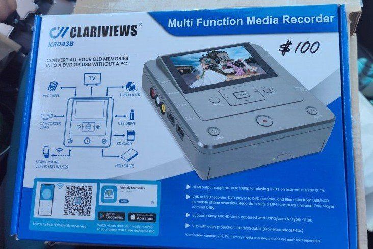 ClariViews KR043B Multi-Function Media Recorder - Convert Tapes & Digital Files to DVD/USB/SD