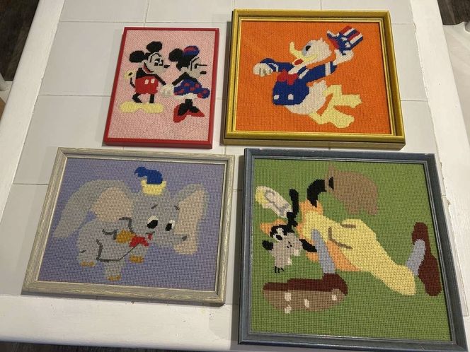 Vintage Cross-Stitch Disney & Framed