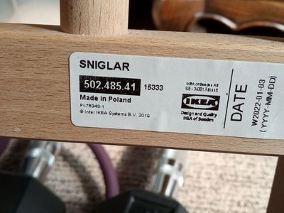 IKEA natural beech wood crib with foam mattress, waterproof mattress cover and one organic fitted sheet