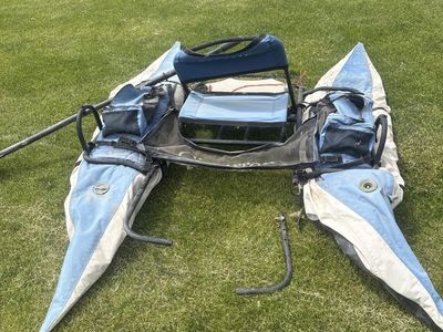 Creek Company ODC 420 Lightweight 7.5ft Personal Pontoon Boat - Blue/White