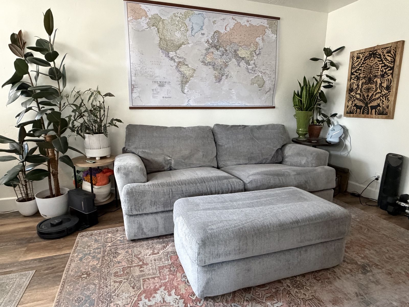 Grey Sofa and Ottoman Set