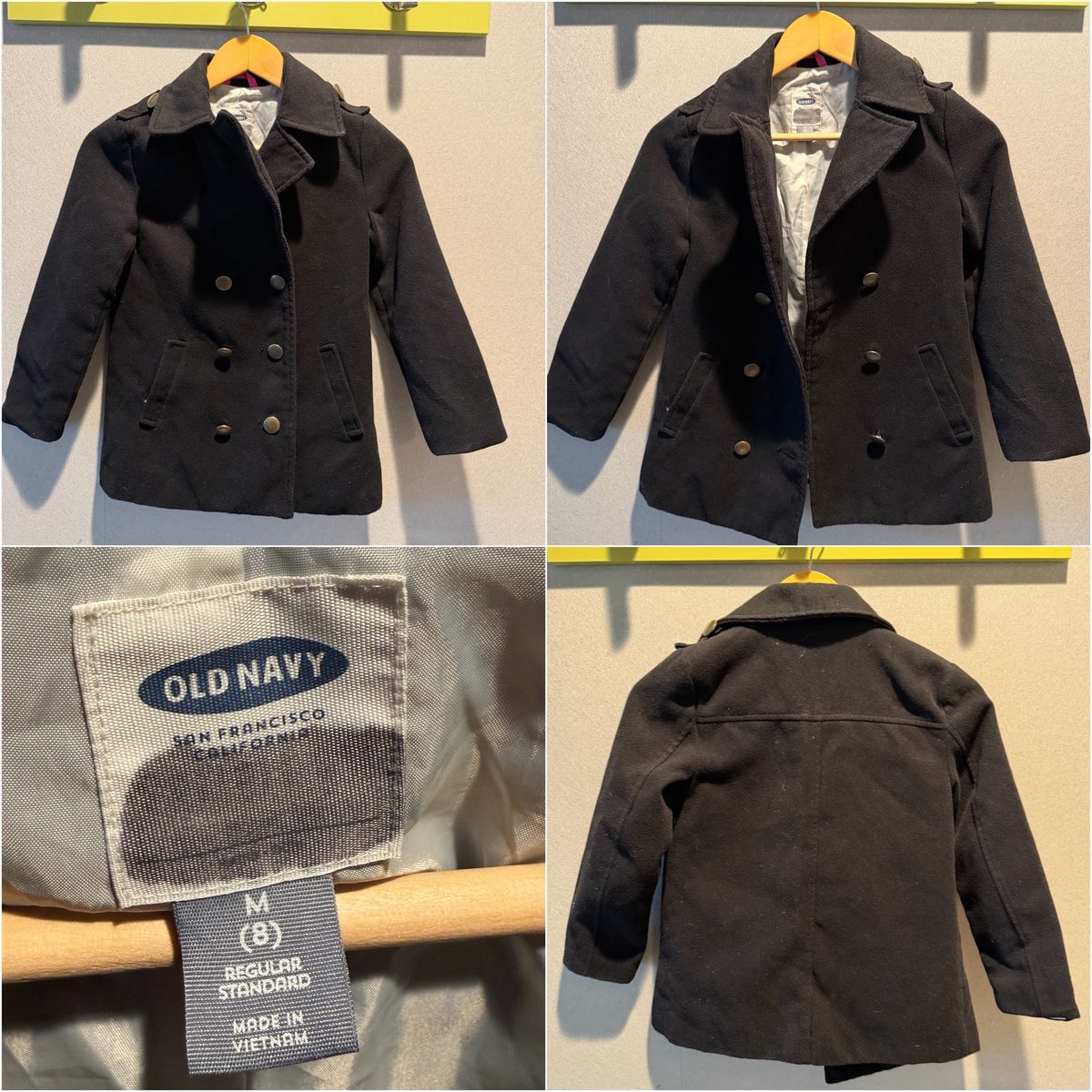 Old Navy Black Pea Coat Jacket Size M (8)