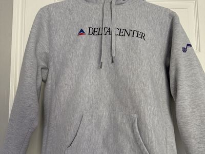 Delta Center Utah Jazz Logo Grey Hoodie with Sleeve Detail - Size S